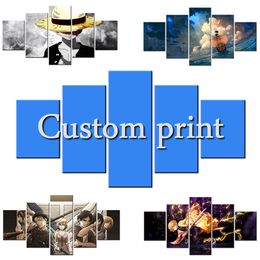 5 Panel Custom Photos Canvas Painting Pictures Customised Anime Mange Movie Film Music Famous StarsHeros Family Poster Home Bed Room Decor Wall Art Posters