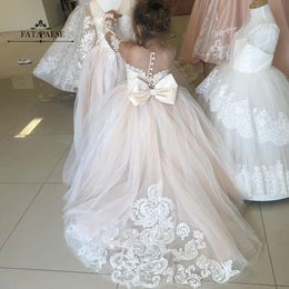 In Stock Fast Delivery Flower Girl Dress Kids Girl's Couture First Communion Princess Dress Ball Gown Wedding Party Gowns