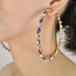 Hoop Earrings 88MM Crystal Rhinestones Hoops Big Fashion Statement For Women Wedding Jewelry Accessories UKMOC