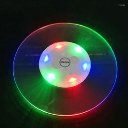 Table Mats Waterproof LED Ultra-Thin Bottle Cup Mat Lighting-Up Round Beer Wine Glass Drinking Luminous Bar Club Party Decor