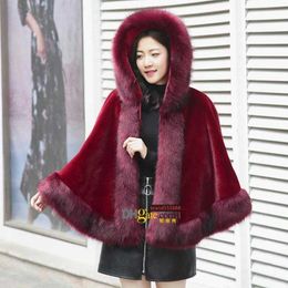 Women's Fur & Faux Winter Women Short Cloak Coat Warm Thick Feather Coats Female Hooded Jacket Sleeveless Outwear