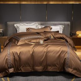 Bedding Sets Bronze Vintage Luxurious Embroidery 1000TC Egyptian Cotton Ultra Soft Premium Quality 4Pcs Duvet Cover Bed Sheet Pillowcases