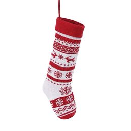 Christmas hanging socks large jacquard knit Ornament Decor Hosiery Xmas Tools kids Gift Candy Bag RRA346