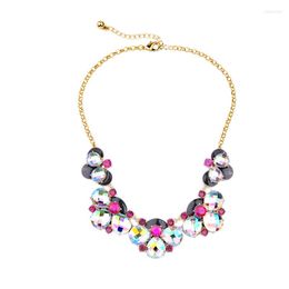 Choker Colourful Flower Charm Necklaces For Women 2022 Bib Statement Jewellery Birthday Gifts