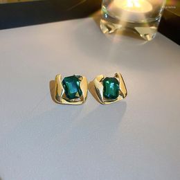 Stud Earrings 2022 Sweet Fashion Contracted Geometric Crystal Women Classic Hollow Push-back Jewellery