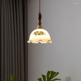 Pendant Lamps Nordic Single Head Brass Glass Chandelier Retro Simple LED E27 Light Dining Room Lamp Cafe Living Bedroom Lighting