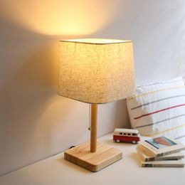 Floor Lamps Modern Wood Linen Bedside Minimalist Table Lamp E27 AC 110V-240V US Plug Student Bedroom Indoor