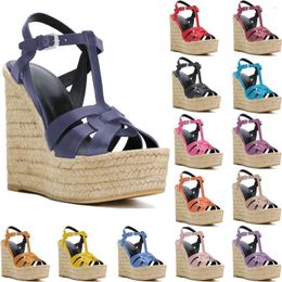 Sandals Designer Sandal Women 2022 Plataforma de cuña Peep Toe Buckle Strap de cuero Tisos Super High Slingback Sexy Shoe C-SL-6