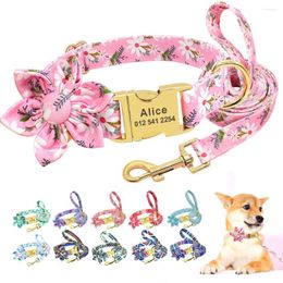 Dog Collars Accessories Collar Leash Set Custom Printed Nylon Walking Pet Engraved ID Tag For Small Medium Dogs