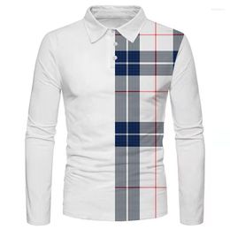 Men's Polos Autumn 2022 Men Fashion Long Sleeve Striped Polo Shirts Casual Turn-down Collar Slim Fit Zipper Streetwear Tops