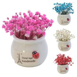 Decorative Flowers Chic Dried Flower Bonsai Eye-catching Gypsophila Artificial Potted Housewarming Gift