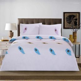 Bedding Sets Foreign Trade Original Single Embroidered Pure Cotton Four-piece White Quilt Set 200 230 Metres 220 240