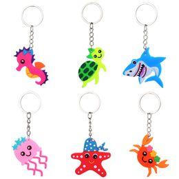 PVC Keychain Pendant Creative Ocean Animal Cartoon Keychains Car Key Chain Christmas Gifts Keyring