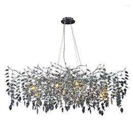 Chandeliers Modern Crystal Chrome Chandelier Silver Hanging Light Luxury For Living Room Villa High-end Restaurant Decor Lighting