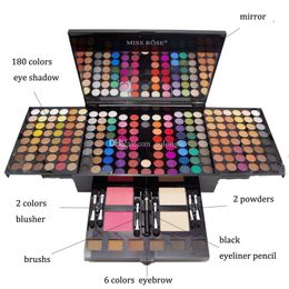 Shadow MISS ROSE Makeup Eyeshadow Palette Blush Powder 180 Colours Complete Makeup Set Shimmer matte nude shimmer eye shadow with brush DH