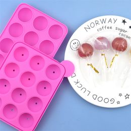 12-Cavity Lollipop Mould Silicone Mould for Handmade Hard Candy Chocolate Mousse Cake Jelly Non-Stick Mould Baking Tools MJ0994