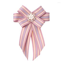 Brooches I-Remiel 2108 Bowties Bows Tie Brooch Fabric Crystal Pins And Corsage Butterfly Blouse Accessories Pin Lapel For Women