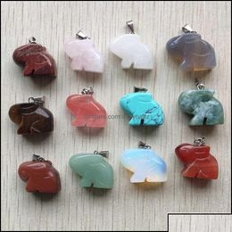 Charms Charms Carved Animal Rabbit Assorted Natural Stone Crystal Pendants For Necklace Accessories Jewelry Making Drop Deli Sexyhan Othd2