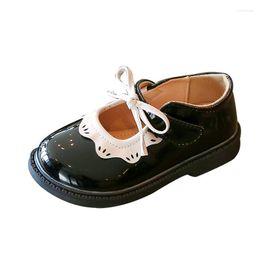 Flat Shoes CUZULLAA Children Spring Autumn Casual 1-12 Year Baby Girls Princess Mary Jane Bow Dress Kids Leather 21-30