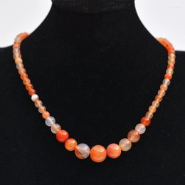 Choker Drop Natural Chalcedony Necklace Light Red Round Beads Clavicle Chain Gift For Fashion Women's Jades Jewellery
