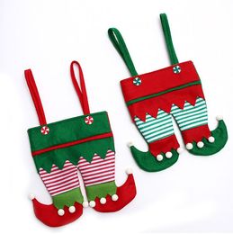 Christmas Candy Bag Elf Elk Pants Treat Pocket Home Party Gifts Decor Xmas Gift Holders Festival Accessories RRA370