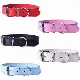 Dog Collars Black Red Pink Pu Leather Collar Puppy Small Adjustable Buckle Blue White Rose Purple Colors 4Sizes