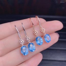 Dangle Earrings Sky Blue Topaz Gemstone Dangling For Beauty Jewellery Fine Ornament Hook Earring Natural Gem Girl Birthday Party Gift