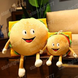 Cute Cartoon Hamburger Plush Toy Pillows Stuffed Food Milk Cushion Kids Doll Birthday Gift