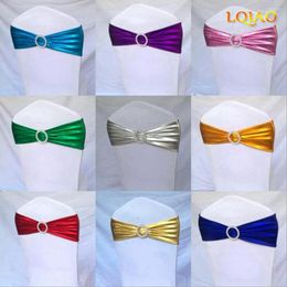 Chair Covers 10pcs Bronzing Cover Metallic Bow Spandex Sash Bands With Buckle Elastic For Wedding Party Kitchen Banquet Birthday