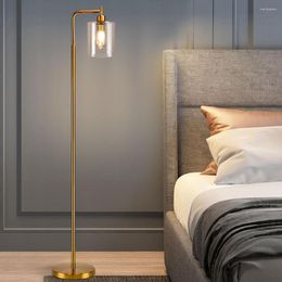 Floor Lamps Depuley Nordic Vertical Metal LED Lamp Glass Shade Brass Pole Arc Tall Lighting For Living Bedroom Office E26 Gold/Black