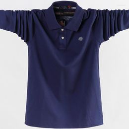 Men's Polos Cotton Polo Shirt Business Casual T-shirt Long Sleeve Round Neck Large 5XL 6xl Autumn