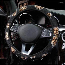 Steering Wheel Covers 37-38cm Car Cover Leopard Print Anti-slip Elastic Auto Products Accessories For Girls