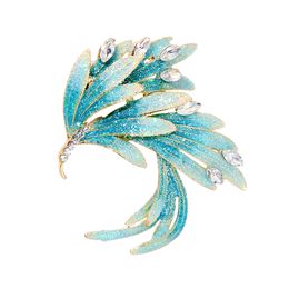 Handmade Rhinestone Vintage Enamel Pteris Brooch China Style Fashion Accessories Decorative Pins for Clothes Men Women Gifts