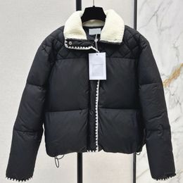 (Order by pic in opt, not by desc) Womens Mens Designers Casual Heart-embroidered Collar Denim Jacket Stand-Collar Down Jacket