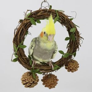 Other Bird Supplies Green Leaves Rattan Circles Toys Parrot Toy Swing Tiger Skin Peony Mysterious Phoenix