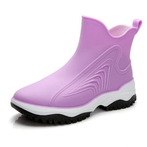 New Spring Rain Boots Women's Shoes Pvc Short Tube All Match Waterproof Non-slip Thickened Rain Boots Overshoes Women 36-40