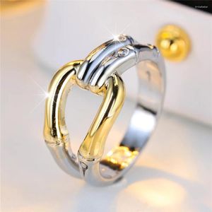 Wedding Rings Unique Style Metal Geometric Party Finger Ring Vintage Gold Color Band Bridal Jewelry For Women