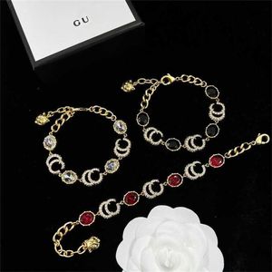 30% de desconto Gu Jia/G Jia nova corrente branca preta com letras duplas incrustadas pulseira de diamante leve feminina estilo legal de luxo