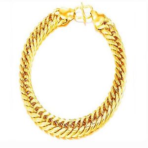 18k real gold plated gold color bracelet size 8mm 20cm big thick chain bangle for men jewelry whole278W