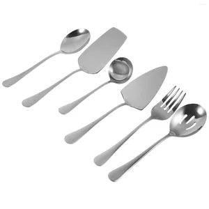 Set di stoviglie Coltello da torta in acciaio inossidabile Cucchiai da portata per buffet Kit di posate Forchette da pane Stoviglie per banchetti