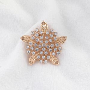 Broşlar Vintage Kadınlar Avusturya Kristal Zarif Çiçek Yaprağı Gelin Korsage Tam Açık Rhinestone Altın Pimler