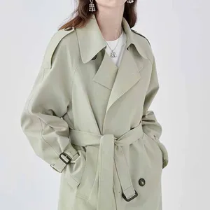 여자 트렌치 코트 한국 패션 간단한 긴 코트 여성 스프링 가을 럭셔리 옷깃 느슨한 레트로 우아한 재킷 바람 위반자 숙녀