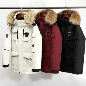 Vinterherrarna Down Jacket 90% White Duck Down Parkas Coat Man Mid -Längd Päls krage -30 grader Keep Warm Thicken Snow Overcoats 231229