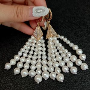 Cultured White near round freshwater Pearl Gold color Plated Cz pave Leverback Earrings Hook Handmade Earrings wedding 231229