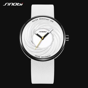 Sinobi Orologio da donna di moda quadrante grande nuovo design creativo eddy cinturino in pelle di alta qualità orologi bianchi casual relojes para mujer193w
