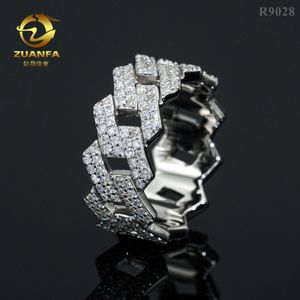 Hot selling D-color VVS Mosan Stone Men's and Women's Double Rowed Diamond Cuban Chain Ring Mosan Full Set Ring