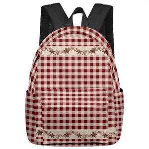 Mochila Estilo Country Retro Red Plaid Mulheres Homem Mochilas À Prova D 'Água Escola de Viagem para Estudante Meninos Meninas Laptop Bags Mochilas