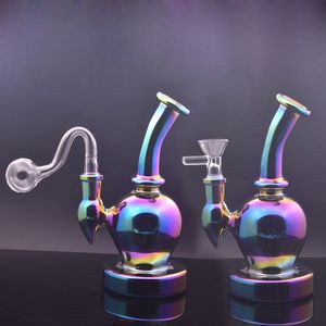 Wholesale 7inch Dab Rig Hookah Smoking Water Pipe 14mm Female Glass Oil Burner Bong Rainbow Recycler Ashcatcher Bongs for Smoker Tools Dhl Free