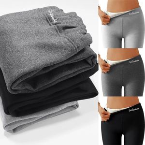 Leggings femininas inverno quente para mulheres elásticas calças de cintura alta velo forrado calças justas casuais calças de cor sólida pantalones de mujer