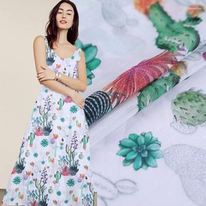 Bekleidungsstoff Feigenkaktus Digital Inkjet Seide Leinen Kleid Cheongsam Chinesischer natürlicher Großhandelsstoff